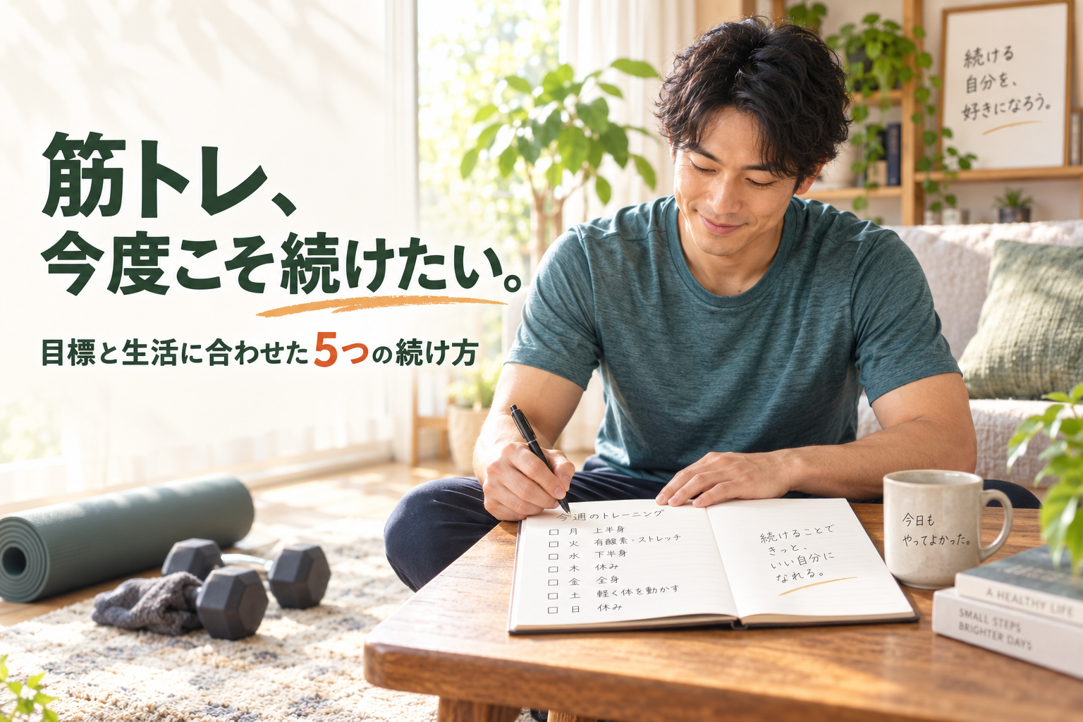 筋トレ、今度こそ続けたい。目標と生活に合わせた5つの続け方